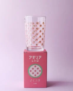 Aderia Retro Glass - Sakuragusa Pink Flowers | Kids Kids & Babies | Mugs & Glasses