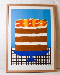 Alice Oehr - FRAMED Silkscreen Cake Print - Peaches and Cream Spiced Cake *PICK-UP ONLY* | Art & Prints