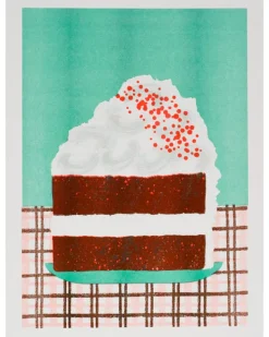 Alice Oehr - Red Velvet Cake Slice Riso Print - A3 | Art & Prints