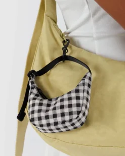 Baggu - Crescent Bag Charm - Black & White Gingham | Keyrings & Bag Charms | Bags
