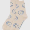 Baggu - Crew Sock - Ecru Periwinkle Happy | Socks | Accessories & Clothing
