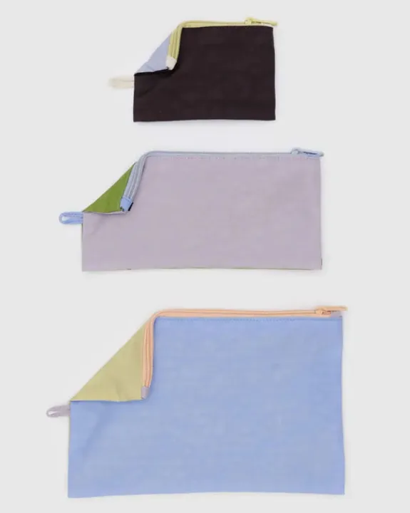 Baggu - Flat Pouch Set - Pastels Colourblock | Bags | Bathroom