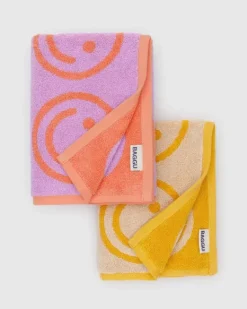 Baggu - Hand Towel Set of 2 - Happy Lilac Marigold | Keyrings & Bag Charms | Bathroom