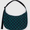 Baggu - Large Nylon Crescent Bag - Navy Green Check | Bags