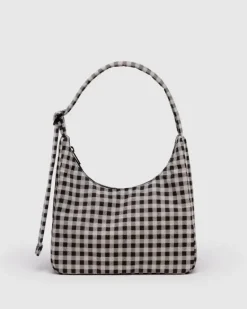 Baggu - Mini Nylon Shoulder Bag - Black & White Gingham | Bags