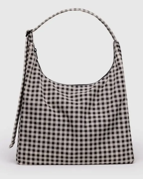 Baggu - Nylon Shoulder Bag - Black & White Gingham | Keyrings & Bag Charms | Bags