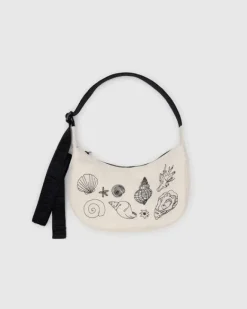 Baggu - Small Nylon Crescent Bag - Embroidered Shells | Keyrings & Bag Charms | Bags