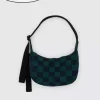 Baggu - Small Nylon Crescent Bag - Navy Green Check | Bags