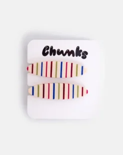 Chunks - Allie Clips in Oval Vanilla Stripe | Hair Accessories
