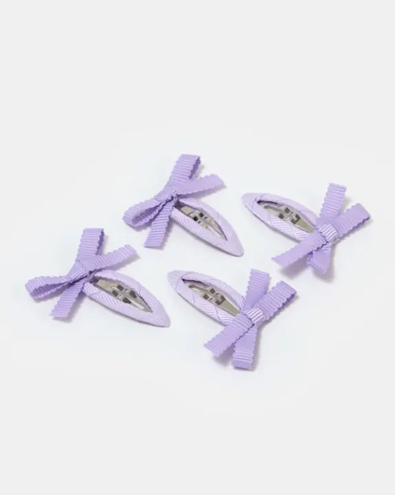 Chunks - Bow Snaps in Lilac | Hair Accessories