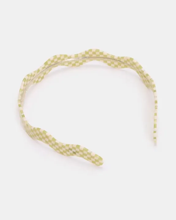 Chunks - Wavy Headband - Olive Check | Hair Accessories