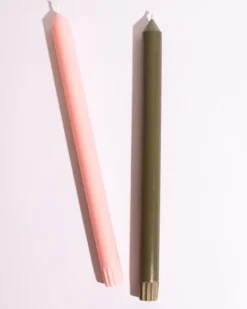 Pinky's Dinner Candle Set - Khaki and Baby Pink | Candles & Holders