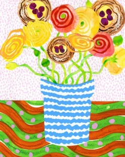 Emily Green - Ranunculus and Cherry Danishes Collage - Giclee Print | Art & Prints