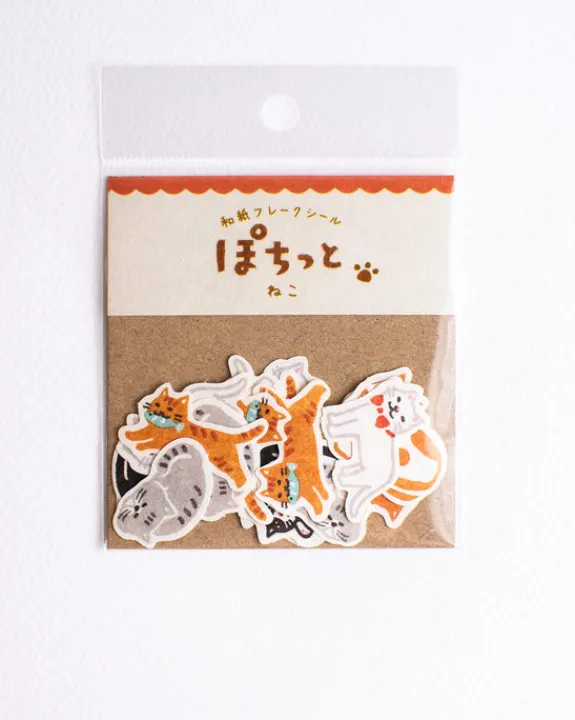 Furukawashiko - Washi Flake Stickers - Little cats | Stickers, Stationery & Scrapbooking