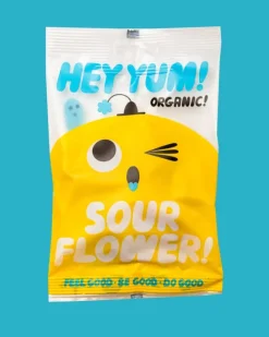 HEY YUM! Sour Flower - Organic Sour Fruit Gummies - 100g | Food