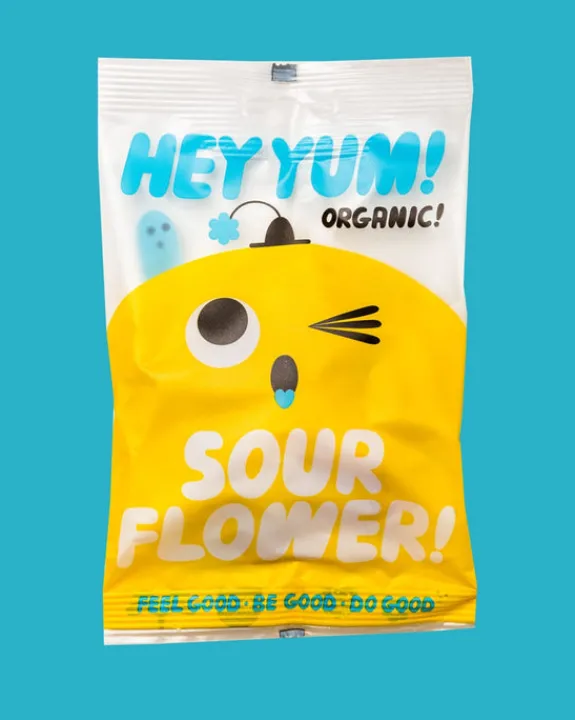 HEY YUM! Sour Flower - Organic Sour Fruit Gummies - 100g | Food
