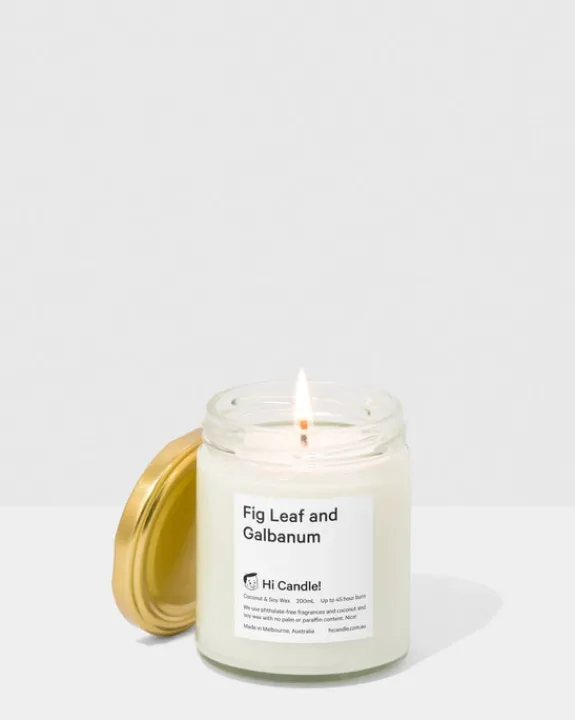 Hi Candle! Fig Leaf and Galbanum | Scented Candles & Room Sprays | Scent & Care
