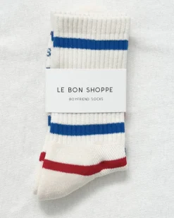 Le Bon Shoppe - Boyfriend Socks - Red + Blue Stripe | Socks | Accessories & Clothing