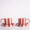Magazin Minori - Espresso Stripes - Tramonto Red (Set of 2 Espresso Cups & Saucers) | Mugs & Glasses