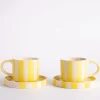 Magazin Minori - Espresso Stripes - Beach Yellow (Set of 2 Espresso Cups & Saucers) | Mugs & Glasses