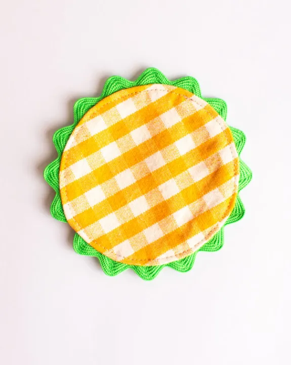 Mardi Powell - Coaster - Yellow and Green Ricrac | Fun Things For The Kitchen