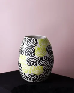 Rittle King - Large Vase - Faces - Green and Black | Vases | Objects