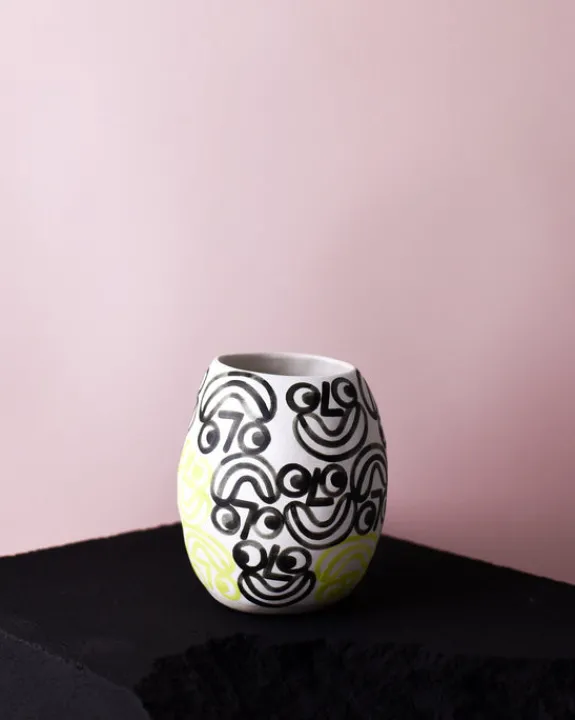 Rittle King - Small Vase - Faces - Green and Black | Vases | Objects