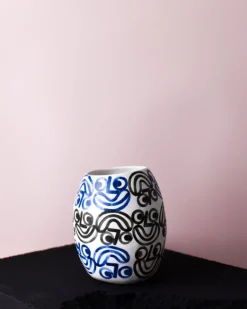 Rittle King - Small Vase - Faces - Blue and Black | Vases | Objects