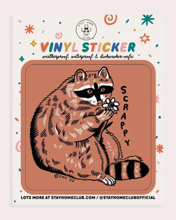 Stay Home Club - Scrappy Raccoon Vinyl Sticker | Stickers, Stationery & Scrapbooking