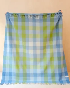 TBco - Recycled Wool Blanket in Blue Gradient Gingham | Blankets, Throws & Cushions