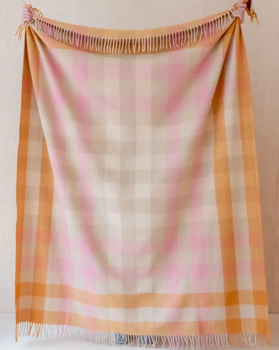 TBco - Recycled Wool Blanket in Orange Gradient Gingham | Blankets, Throws & Cushions