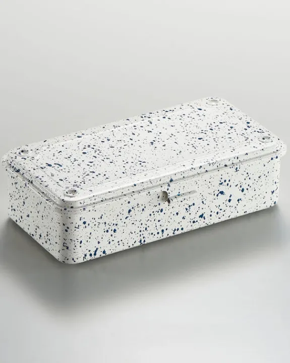 Toyo - Trunk Shape Steel Stackable Toolbox T-190 - White Indigo Splash | Storage & Organisation