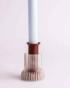 Warren u0026 Laetitia Warren & Laetitia - Double Candle Holder (Tall) - Brown | Candles & Holders