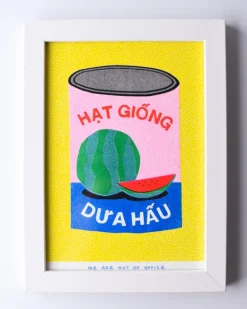 we are out of office - FRAMED Riso Print - Colourful Can full of Watermelon Seeds | Art & Prints
