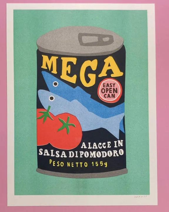 we are out of office - Riso Print - Can of Mega Sardines 30x40cm | Art & Prints