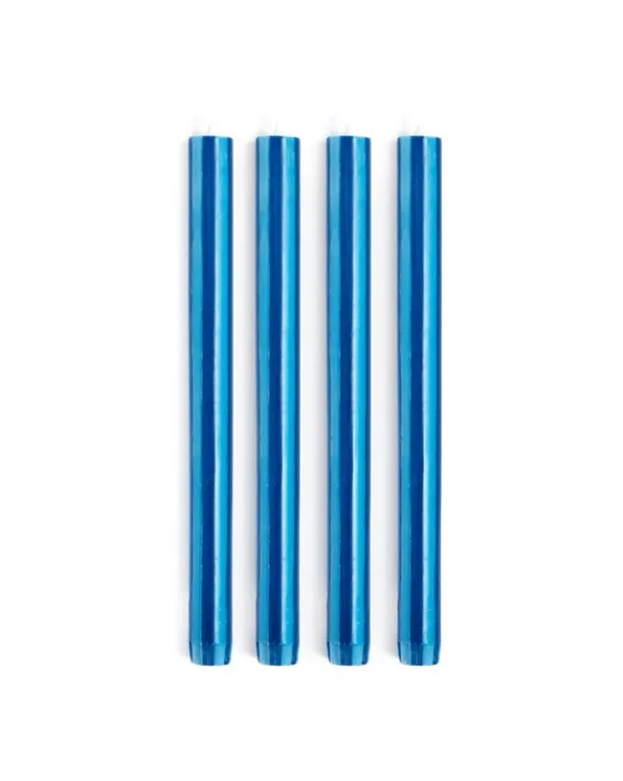 Yod and Co - Stripes Dinner Candles - Navy & Aqua Blue | Candles & Holders | Home Decor